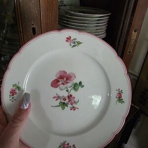 Floral Pink and Green Dinner Plate